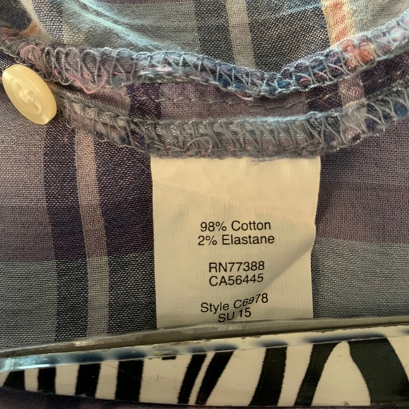 Madewell Purple Plaid Crinkle Long Sleeve Blouse - Picture 8 of 8